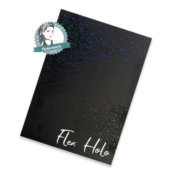 Flexfolie für Textildruck Holo Glitzer schwarz A4 - Plotterfolie Plottermarie 105µg