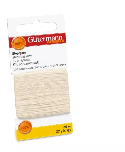 20m Gütermann Stopfgarn creme – 100% Baumwolle für Reparaturen & Handarbeiten
