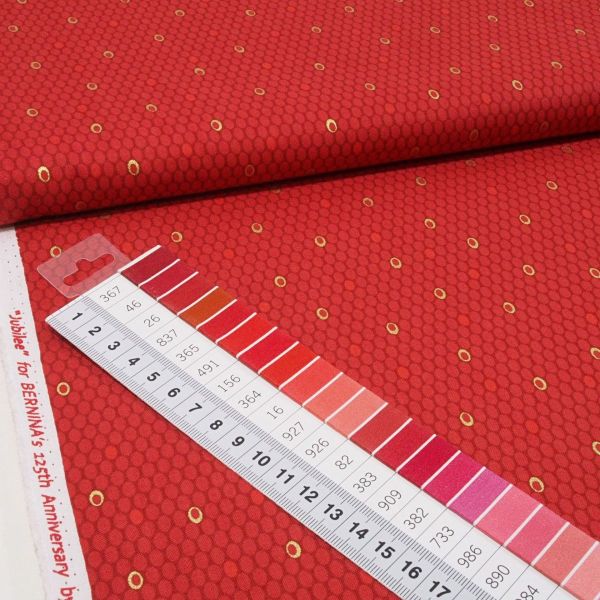 Baumwolle Ovals Punkte rot gold - Jubilee für Berninas 125th Anniversary