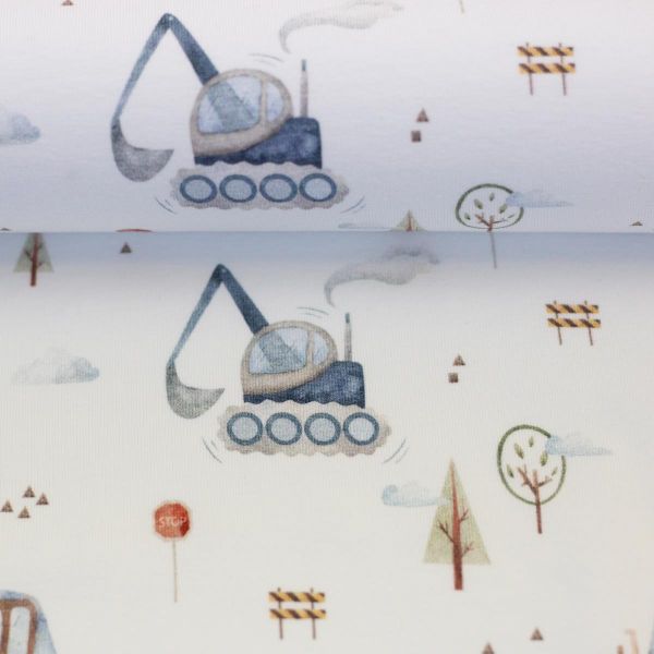 Jersey Baustelle Bagger Radlader weiß – Serie Jule by Swafing