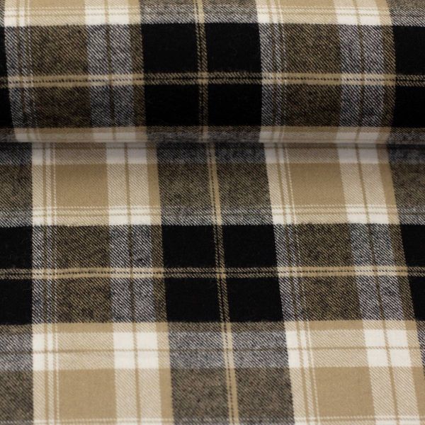 Flanellstoff Maverick kariert beige schwarz – aus reiner Baumwolle von Swafing