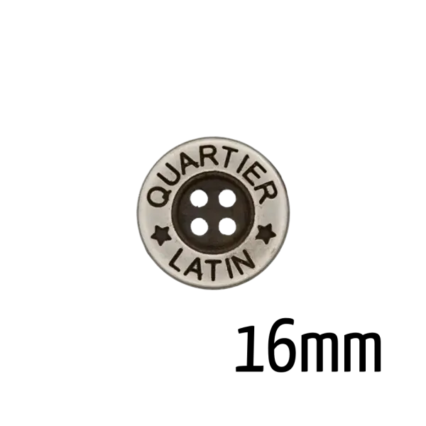 Metallknopf 16 mm altsilber Quartier Latin Gravur