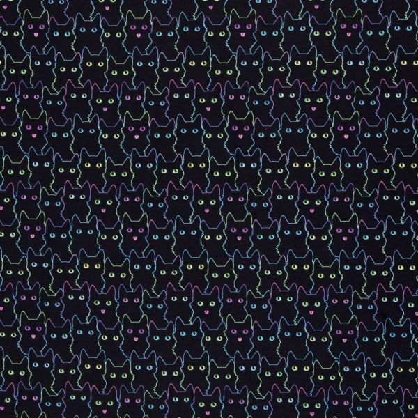 Baumwollstoff TIM Katzen schwarz bunt – Webware von Swafing