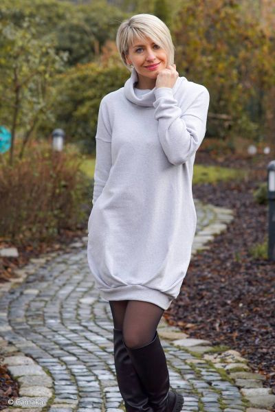 Weicher dicker Strickstoff in hellgrau – Strick Bono von Swafing