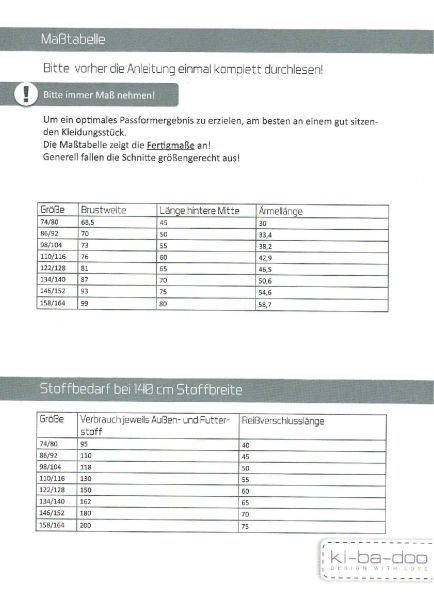 Schnittmuster Parka Mantel Lova von KiBaDoo