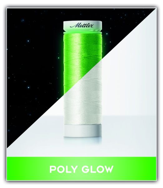 POLY GLOW Leuchtgarn von Mettler - 100m Qualitäts Nähgarn, Stickgarn, Nähseide