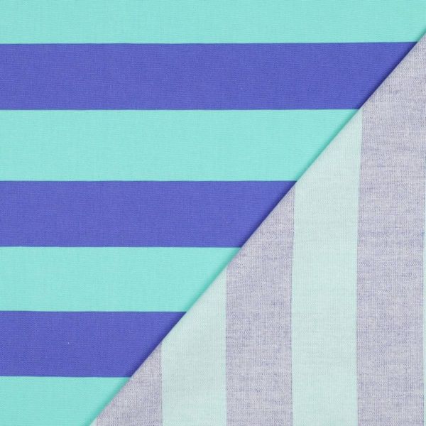 Baumwolle Canvas breite Streifen mint blau – Dekostoff für Taschen & Kissen Blockstreifen