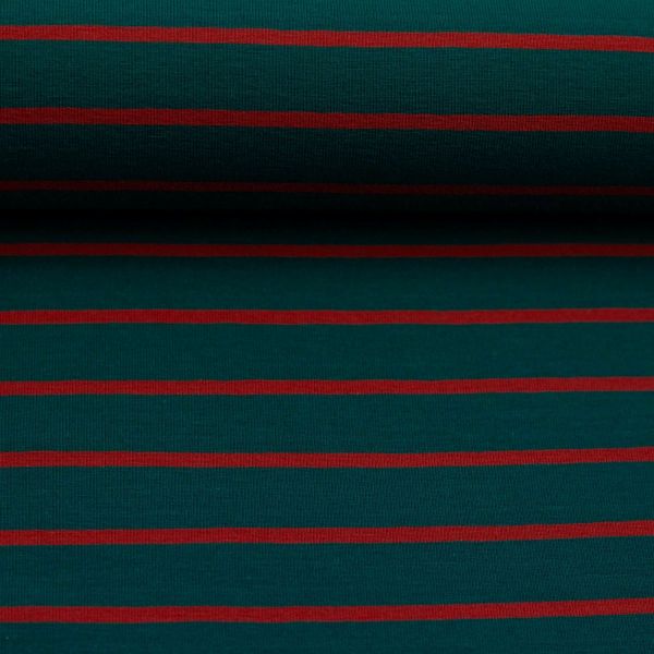 Baumwolljersey ISA petrol dunkelrot gestreift – Swafing Gulf Coast Ringeljersey