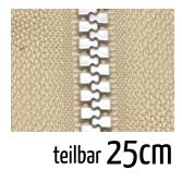 Reißverschluss Profil 5mm beige silber teilbar 25cm lang für Jacken und Westen