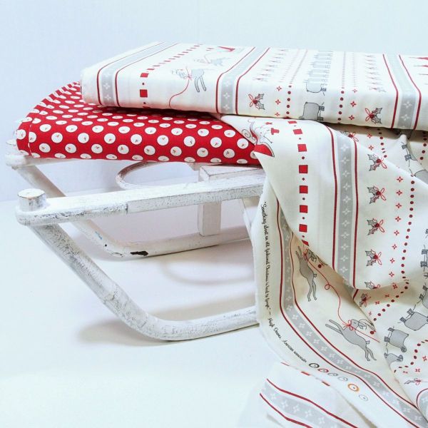 Baumwolle Schneemänner Punkte rot weiß - Country Christmas