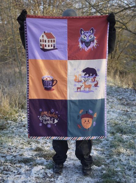 DIY Set Kissen Taschen Rucksack Quilt nähen - Baumwolle Rosy Cheeks 95cm Rapport Winter Wunderland