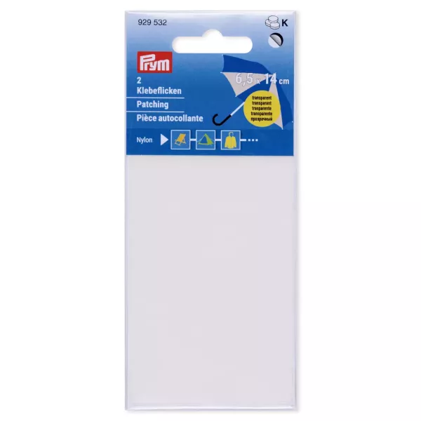 2 Nylon Reparatur Patches 6,5 x14cm Flicken selbstklebend transparent