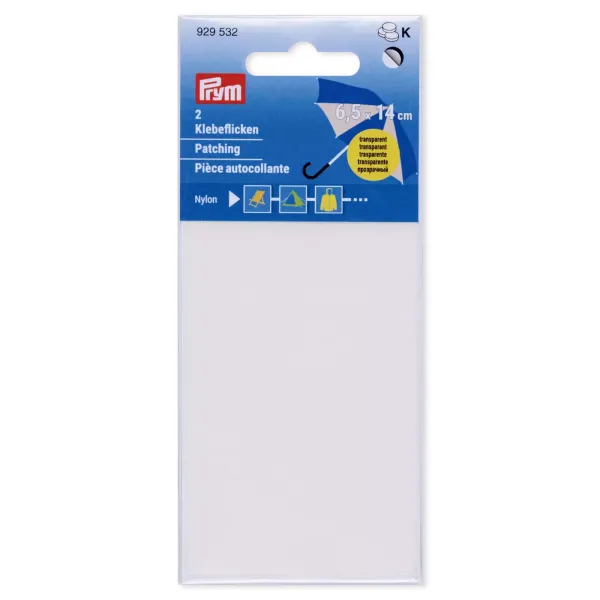 2 Nylon Reparatur Patches 6,5 x14cm Flicken selbstklebend transparent