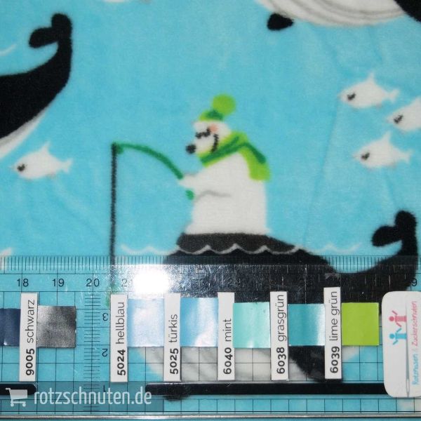 Microfaserfleece Ice Velour Whale mint – Wale türkis