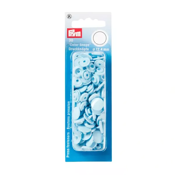 30 Prym Color Snaps – Hellblaue Druckknöpfe (Ø 12,4 mm) für Kleidung & Accessoires