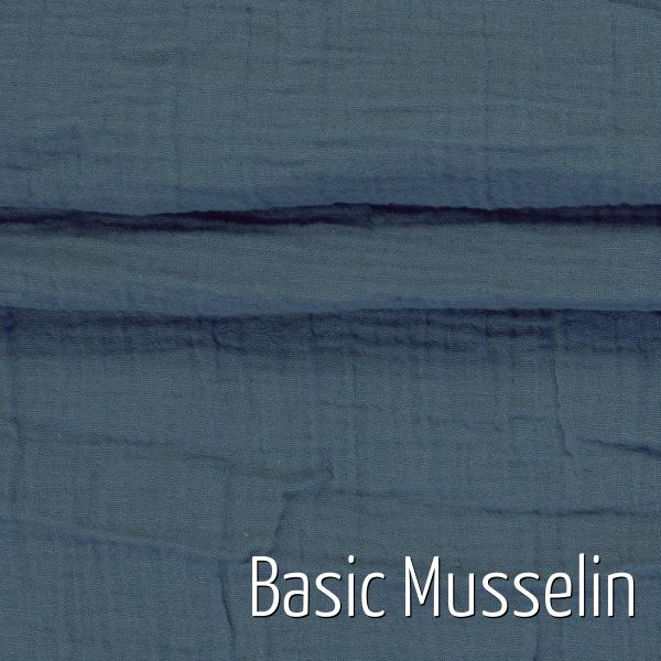 Basic Baumwolle Musselin uni jeansblau - Double Gauze Baby Muslin
