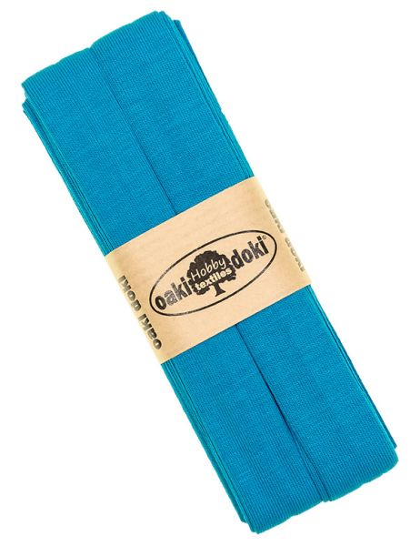 3m Elastisches Schrägband aus Jersey türkis blau - Jerseyschrägband 40/20/10
