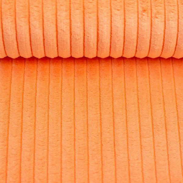 Breitcord Wanja Orangeneis hellorange – weicher Cord Samt für Möbel & Taschen
