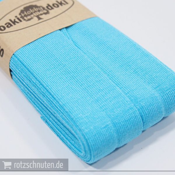 3m Elastisches Schrägband aus Jersey aqua türkis - Jerseyschrägband 40/20/10