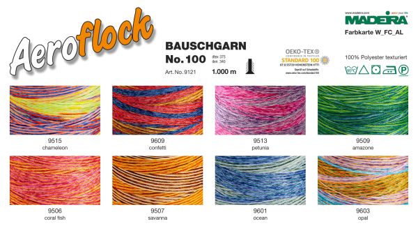 Aeroflock 100 Multicolor savanna - 1000m Bauschgarn von Madeira orange braun - Overlock Garn