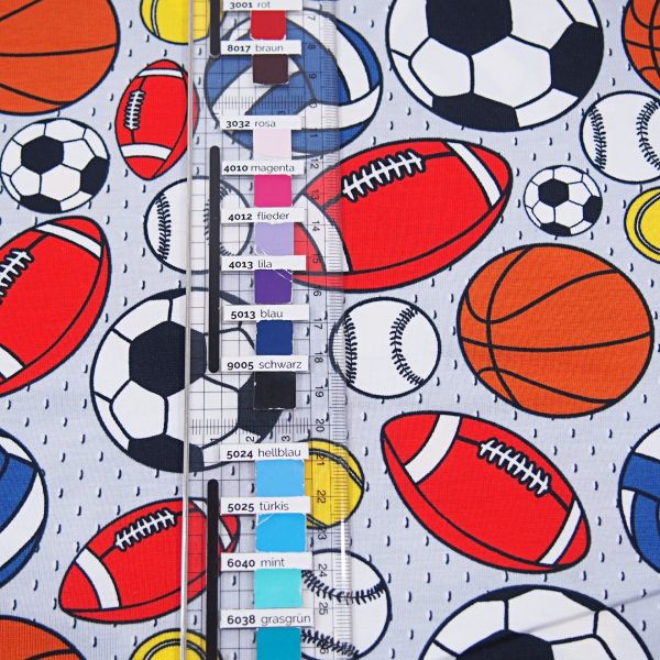 Jersey grau mit Fußball Volleyball Basketball Football Baseball - BIPP Design Bill Grey