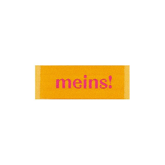 Webetikett - meins - in orange pink - cooler Aufnäher für deine genähten Werke 2x4cm