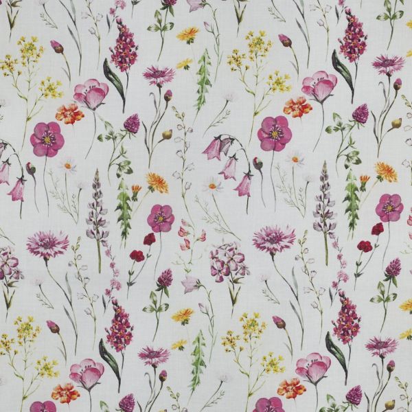 Zarter Baumwollstoff weiß mit filigranen Blüten - Cotton Voile Digital Flowers