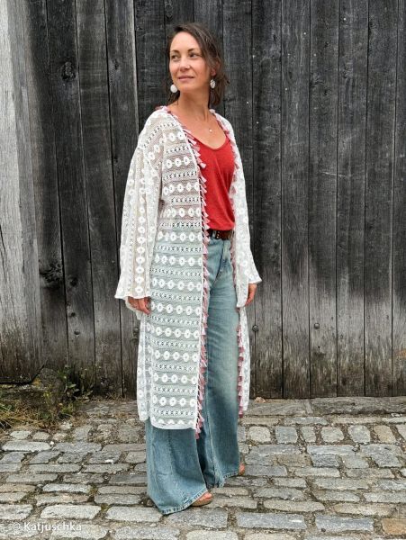 Boho Lace - Baumwolle Spitze creme weiß mit Blüten (2. Wahl) – Romantic Vintage Shabby Chic Adenau