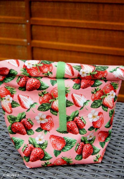 Dekostoff mit Edbeeren rosa rot - Baumwolle Canvas Matteo von Swafing