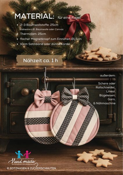 Schnittmuster heiße Ofenkugeln (Topflappen) – Nähanleitung für Anfänger + Schleifen Special