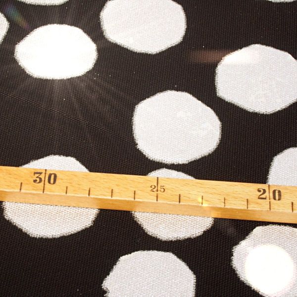 Kokka Heavy Canvas - Stone Dots schwarz silber metallic - Serie Trefle