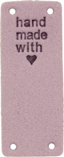 Kunstleder Label handmade with ❤️ flieder - für deine Nähprojekte, Strickwerke & Gebasteltes