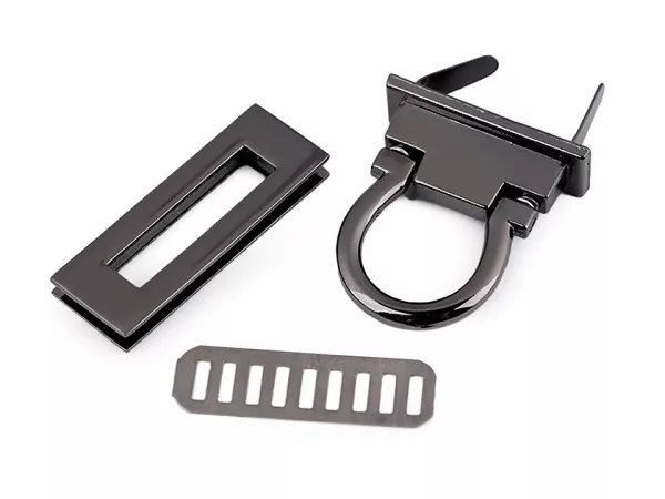 Taschen Drehverschluss gunmetal schwarz 17x45mm für Taschen und Rucksäcke