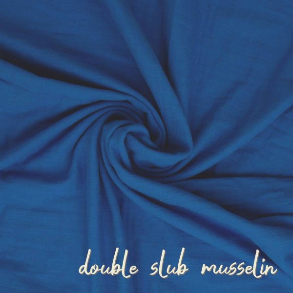 Double Slub Musselin royal blau – Double Gauze Sorea aus Baumwolle