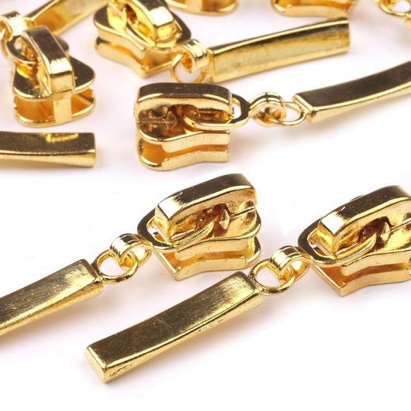Zipper lang gold für 5mm Profil Endlosreißverschluss PR5