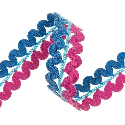 Doppel Zackenlitze 20mm breit blau pink – Borte Spitze Zackenband