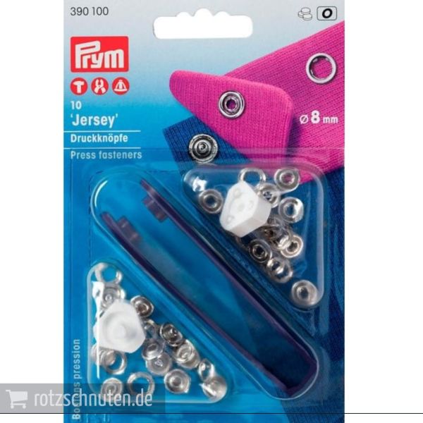 10 Jersey Druckknöpfe PRYM – 8mm silber mit Werkzeug - Metall Druckknopf