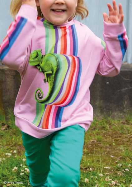Modal Sweat Chamäleon Regenbogen rosa - Hamaeleon Camillo von Thorsten Berger – 85cm Panel French Te
