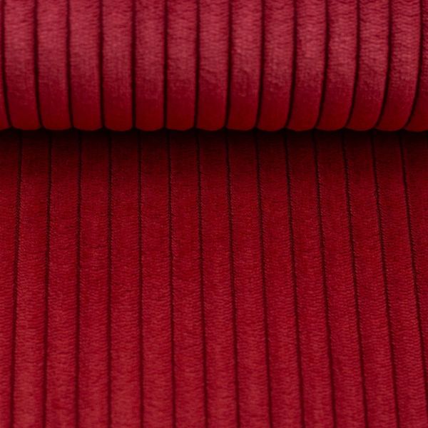 Breitcord Wanja dunkelrot Kirsche – robuster Cord Samt für Möbel & Taschen