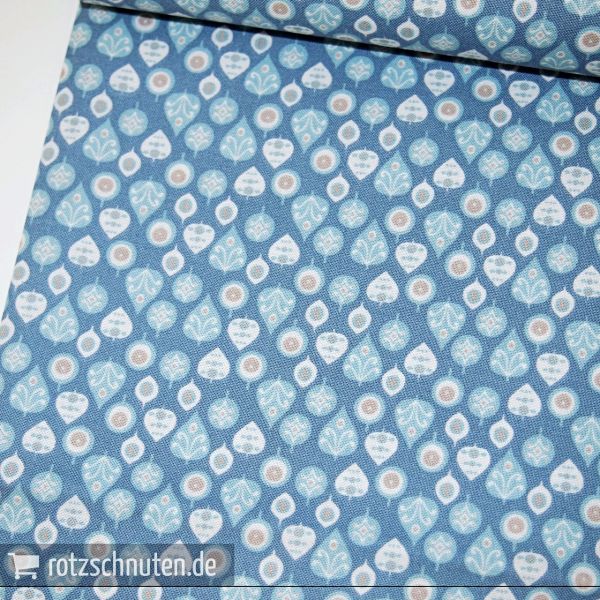 Baumwolle Tropfen Blätter dunkelblau - Serie Kitzbühel von Westfalenstoffe Winter