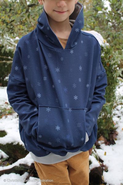 Sweat mit Schneeflocken blau - French Terry Snowflakes Beyond Nordic
