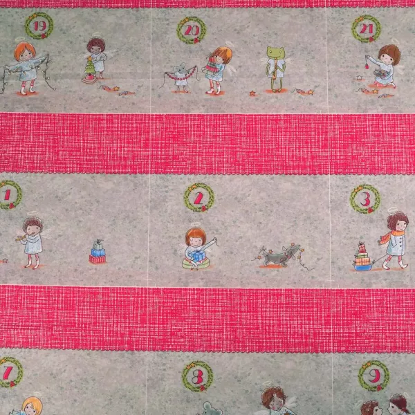 Bio Baumwolle Popeline Adventskalender Säckchen für Weihnachten von Susalabim 90cm