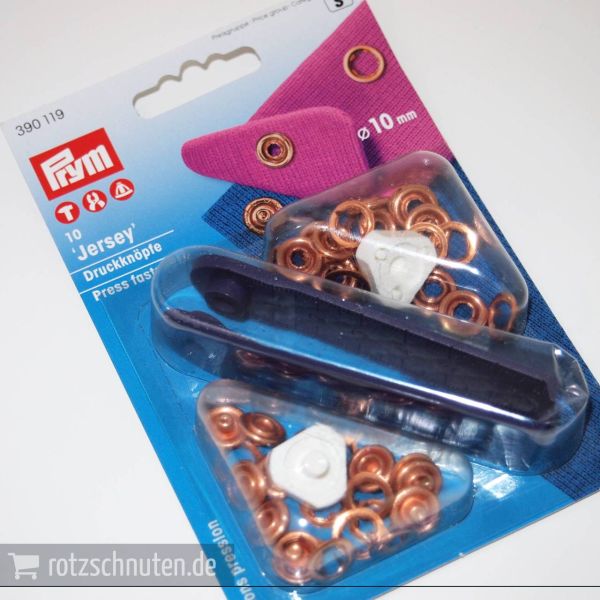 10 Jersey Druckknöpfe PRYM – 10mm kupfer mit Werkzeug