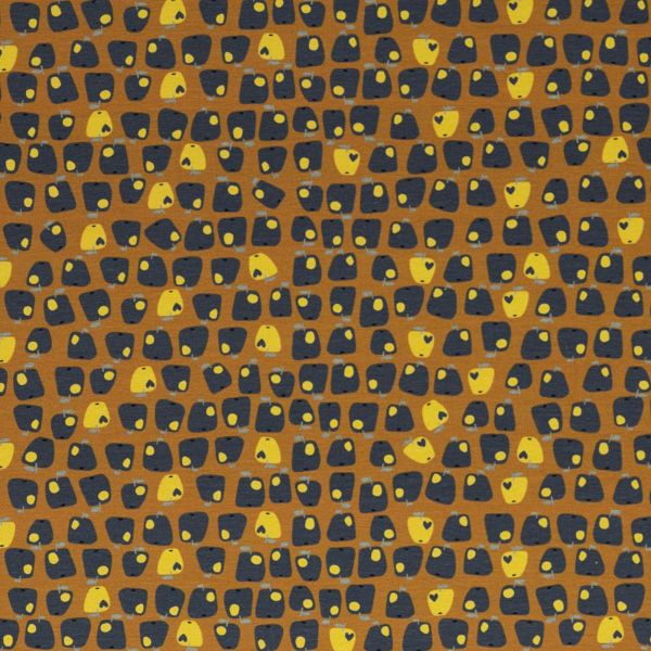 Jersey Retro Äpfelchen blau senf - Manzanita by Bienvenido Colorido