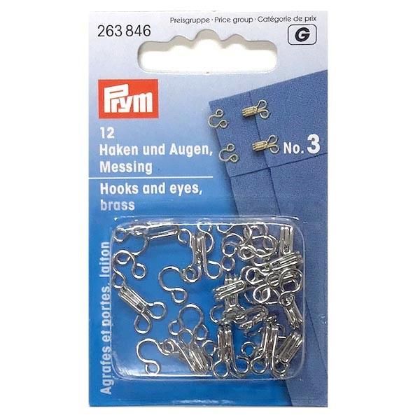 12 Haken & Augen von Prym in silber Gr. 3 Maxi - Verschluß Haken Öse groß für Kleider Hosen Rock