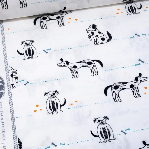 Baumwolle Hunde Herzen weiß schwarz türkis - Oh Woof AGF Good Pup