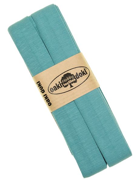 3m Elastisches Schrägband aus Jersey hellblau türkis aqua - Jerseyschrägband 40/20/10