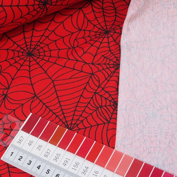Sommersweat Spinnennetz rot schwarz für Superhelden - French Terry FVJ1973