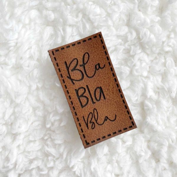 Aufnäher Label - Bla Bla Bla braun - für einzigartige Nähprojekte, Strickwerke & Gebasteltes