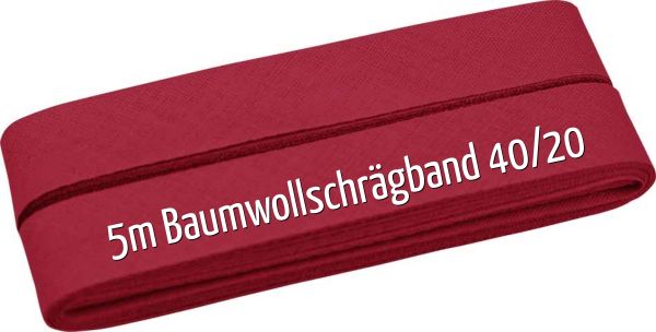 5m Schrägband aus Baumwolle beere rot - Baumwollschrägband 40/20/10